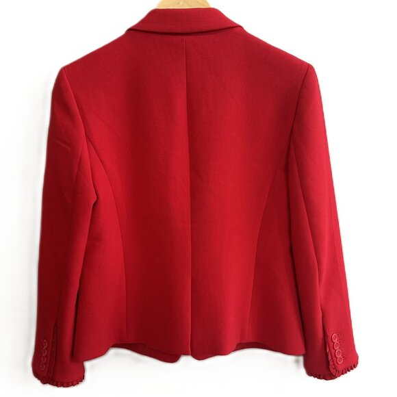 Ann Taylor Dressy Red Blazer Size 4 Hip Length Pleated cuff and pocket detail - Picture 4 of 8